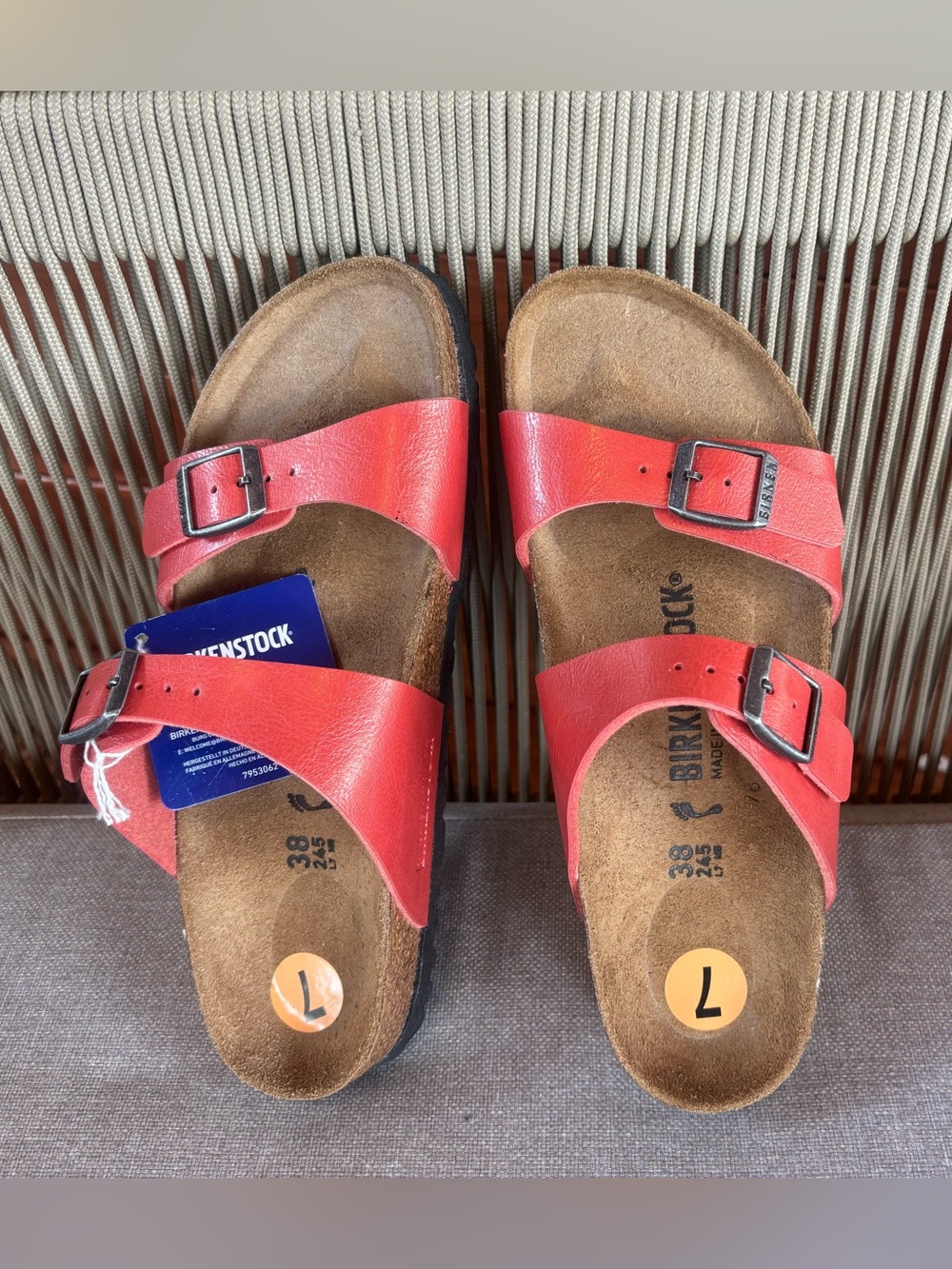 Birkenstock 💅 Sydney Graceful Mars Red Birko-Flor Sandals Slides Size 38 7 7.5